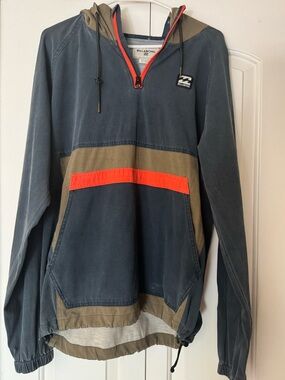 Billabong Men's Zip Pullover in Navy, Olive & Orange